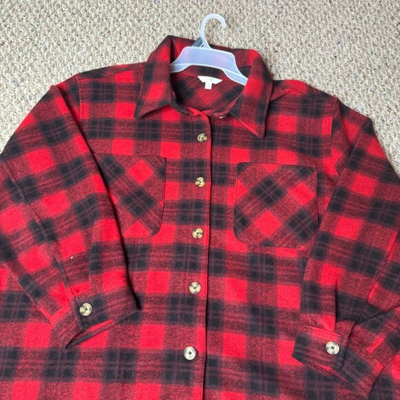 Terra & Sky womens Red and black Plaid Button-Up Shirt 4X - Picture 4 of 9